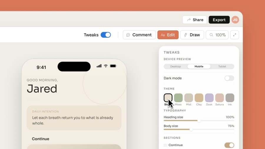 واجهة Claude Design تظهر تحويل النص إلى تصميم مرئي