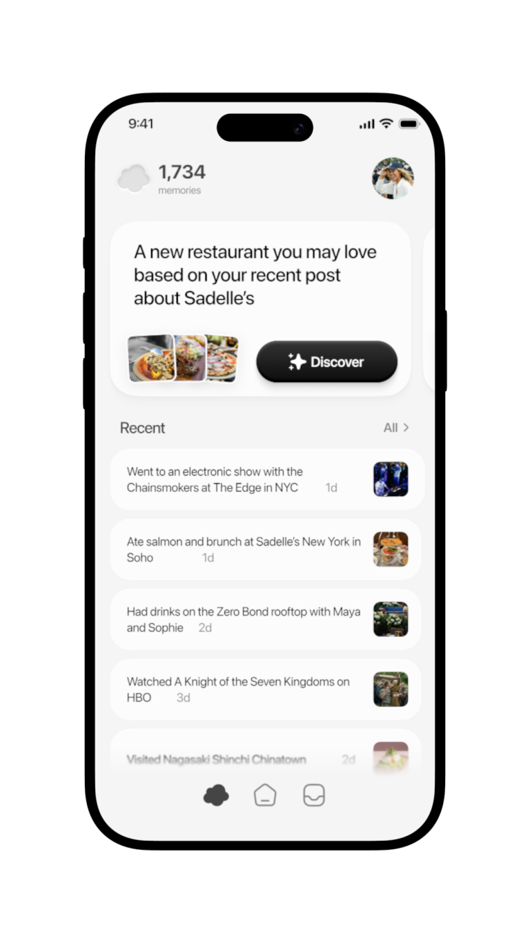 واجهة تبويب الذكريات في Bond تعرض منشورات المستخدم بشكل منظم