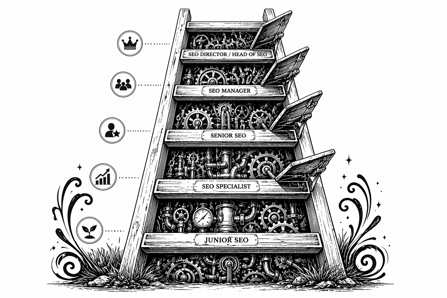 رسم بياني يوضح توزيع الرواتب في وظائف SEO حسب مستوى خبرة الذكاء الاصطناعي