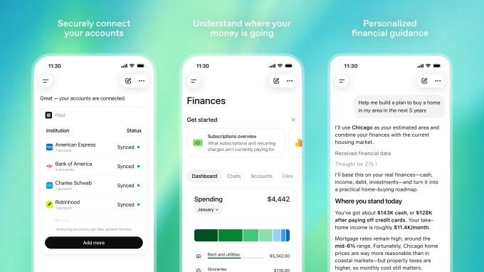 واجهة أدوات التمويل الشخصي الجديدة في ChatGPT