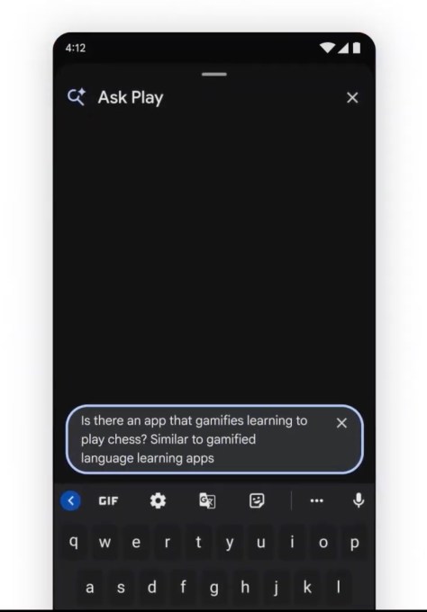 واجهة Ask Play في متجر جوجل بلاي مع خاصية البحث بالذكاء الاصطناعي