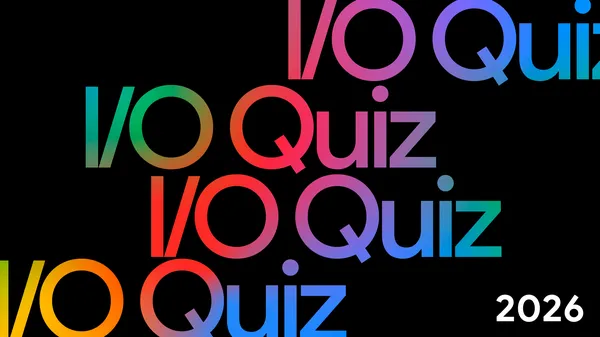 شعار مسابقة I/O بألوان قوس قزح على خلفية سوداء