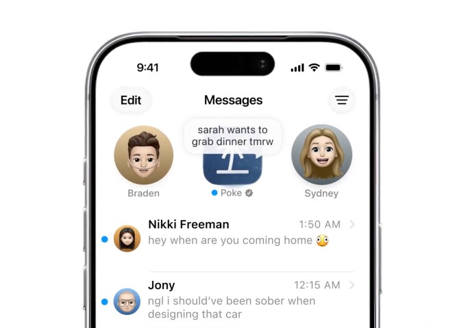 واجهة Poke على iMessage تظهر معاينات الروابط والأزرار بحسب إرشادات آبل