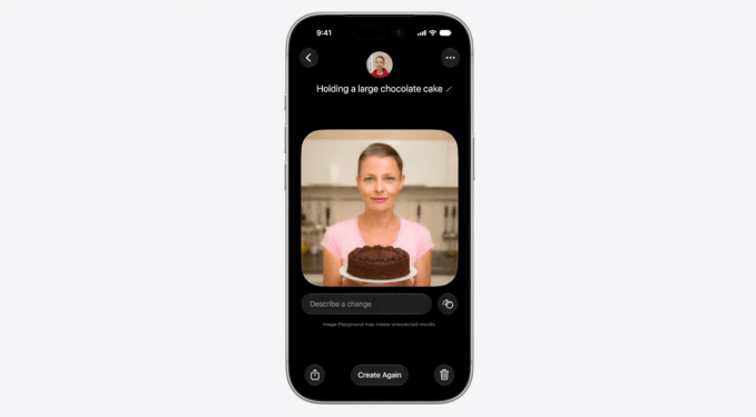 واجهة Image Playground تعرض إنشاء دعوة عيد ميلاد شخصية