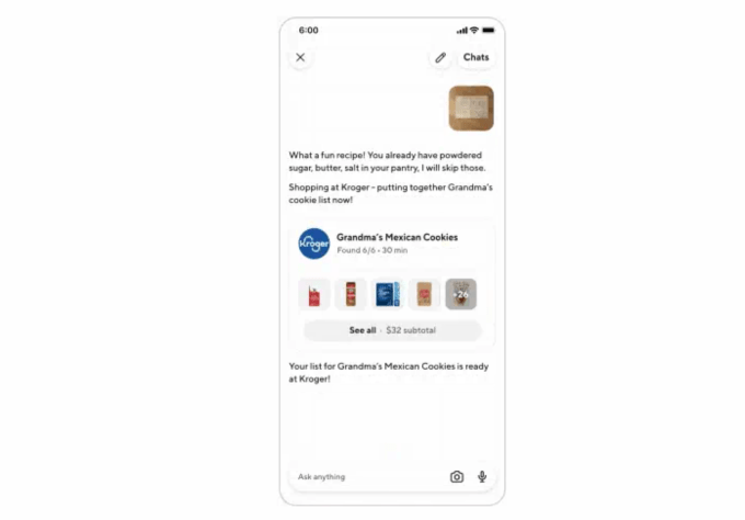 واجهة مساعد DoorDash الذكي Ask للطلب بالصور والنصوص
