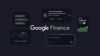 واجهة مستخدم تطبيق غوغل فاينانس الجديد مع عناصر لوحة التحكم الاستثمارية