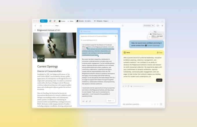 متصفح Dia من The Browser Company مع أداة الكتابة الذكية