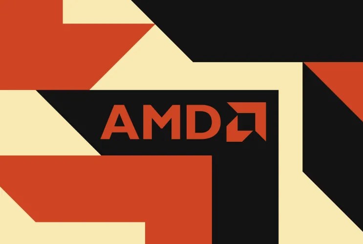 شعار AMD على خلفية ملونة