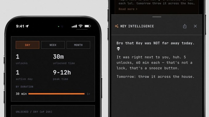 تطبيق Autonomous Key المرافق على الهاتف يعرض تحليلات الاستخدام