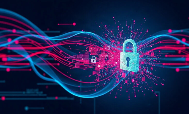 شعار OpenAI أمام مبنى حكومي أسترالي مع رموز أقفال رقمية مكسورة