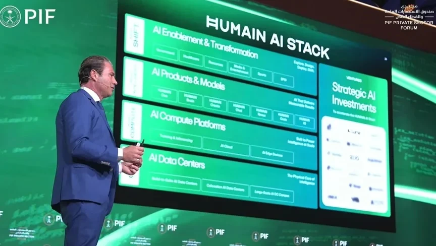 طارق أمين الرئيس التنفيذي لشركة Humain يتحدث في منتدى القطاع الخاص لصندوق الاستثمارات العامة 2026