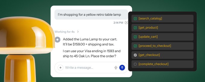 رسم توضيحي من Shopify لوكيل ذكاء اصطناعي يتعامل مع صفحة الدفع عبر أدوات WebMCP