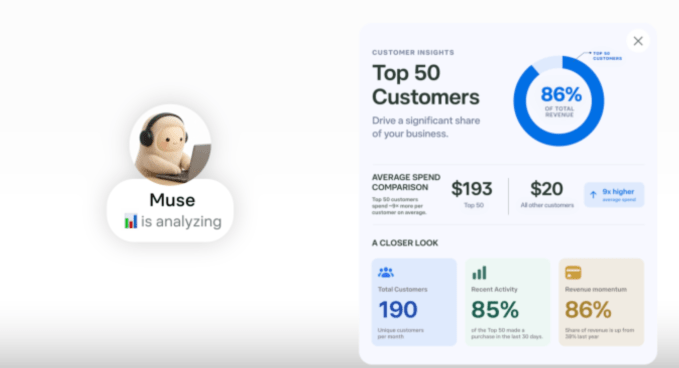 لقطة شاشة من واجهة وكيل Muse المخصص للشركات الصغيرة من Meta