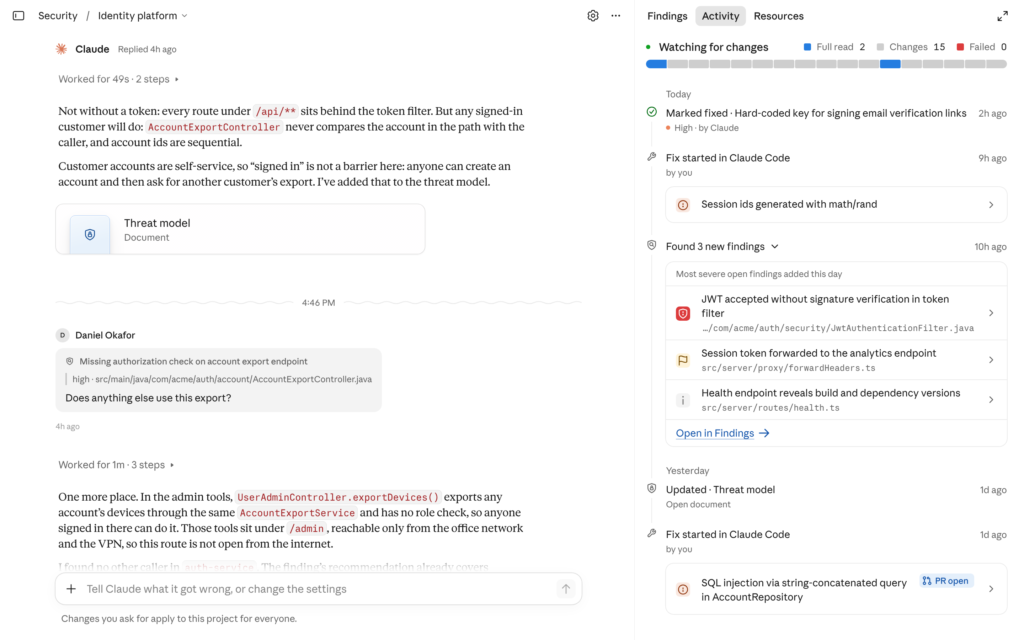 Anthropic تجعل Claude Security يفحص الشيفرة باستمرار ويغلق الثغرات المُصلحة تلقائياً